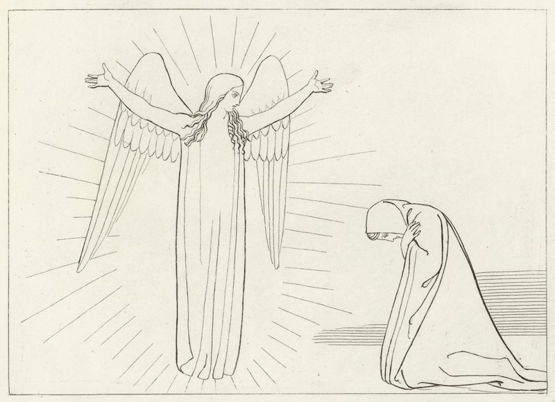 Hilsen, skærsilden, Canto 10 (gravering) af John (after) Flaxman