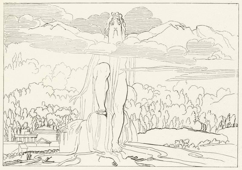 Statuen af de fire metaller, Inferno, Canto 14 (stik) af John (after) Flaxman