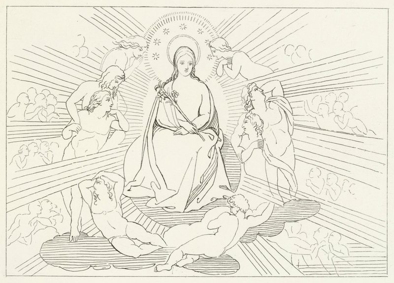 Jomfru Maria, Paradise, Canto 31 (gravering) af John (after) Flaxman