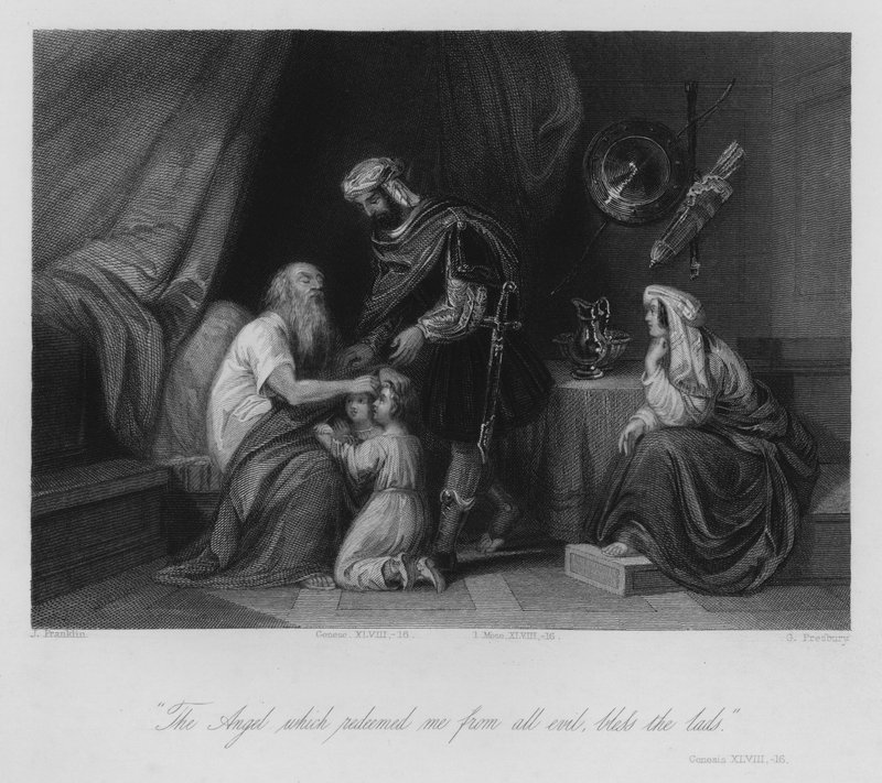 Jakob velsigner Efraim og Manasse, Første Mosebog XLVIII af John (after) Gilbert