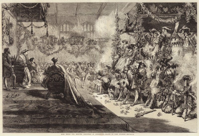 Kong Henry VIII holder jul i Greenwich (gravering) af John (after) Gilbert