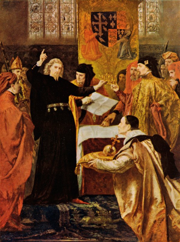 Shakespeare: The Abdication of Richard the Second, King Richard II, Act IV, Scene 1 (color litho) af John (after) Gilbert