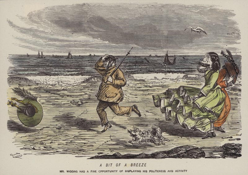 A Bit of a Breeze (farvet gravering) af John (after) Leech