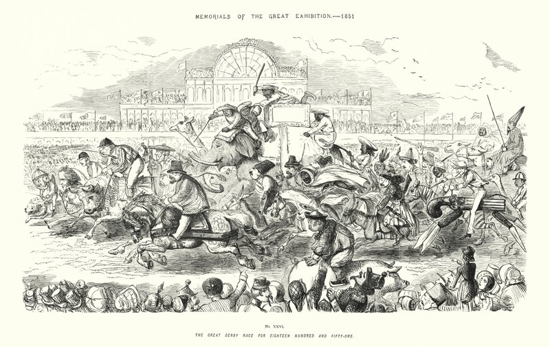 Mindesmærker for den store udstilling 1851, Det store derbyløb for atten hundrede og enoghalvtreds (gravering) af John (after) Leech