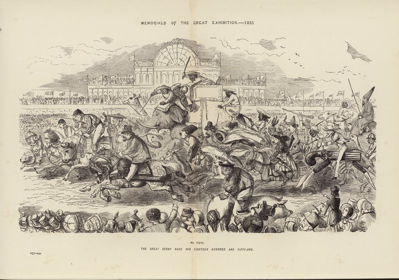 Mindesmærker for den store udstilling 1851, Det store derbyløb for atten hundrede og enoghalvtreds (gravering) af John (after) Leech