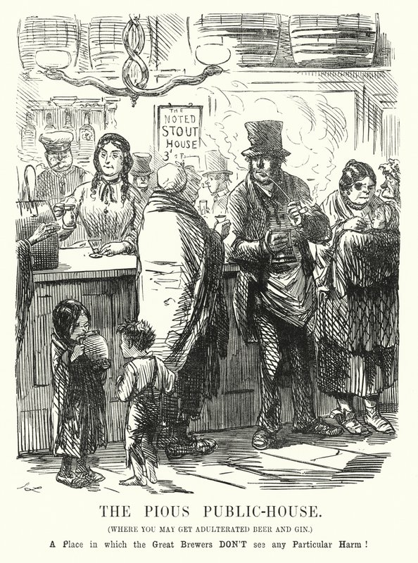 Punch tegnefilm: The Pious Public House (gravering) af John (after) Leech