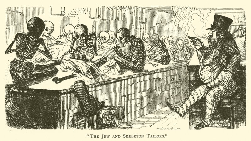 Jøden og skeletskrædderne (gravering) af John (after) Leech