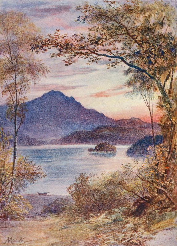 Ben Venue og Trossachs (farvelitografi) af John (after) MacWhirter