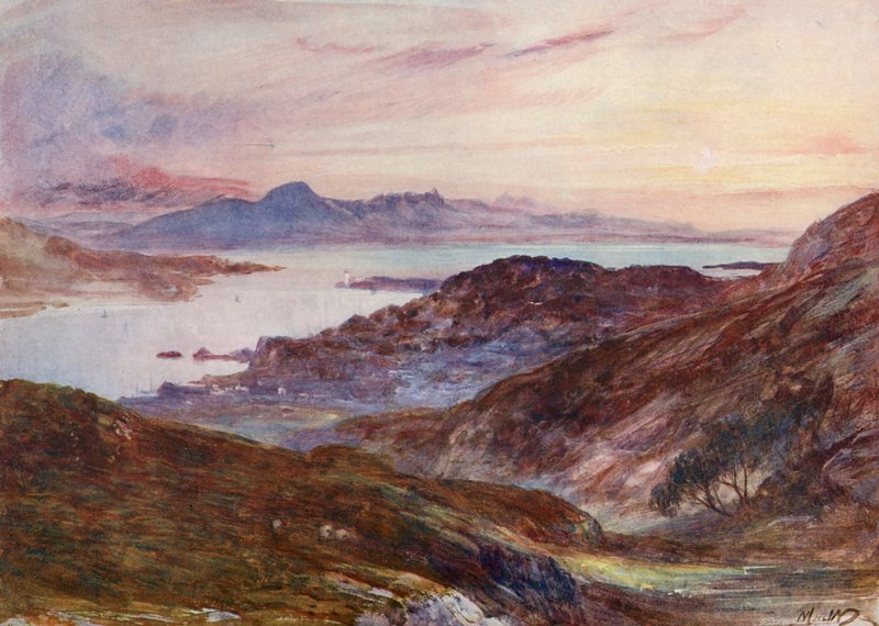Skye, fra Strome Ferry (farvelitografi) af John (after) MacWhirter