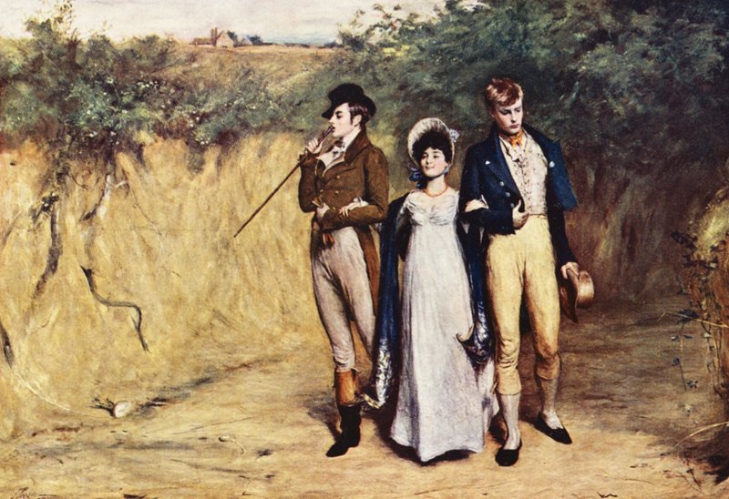 To strenge til hendes bue (farvelitografi) af John (after) Pettie