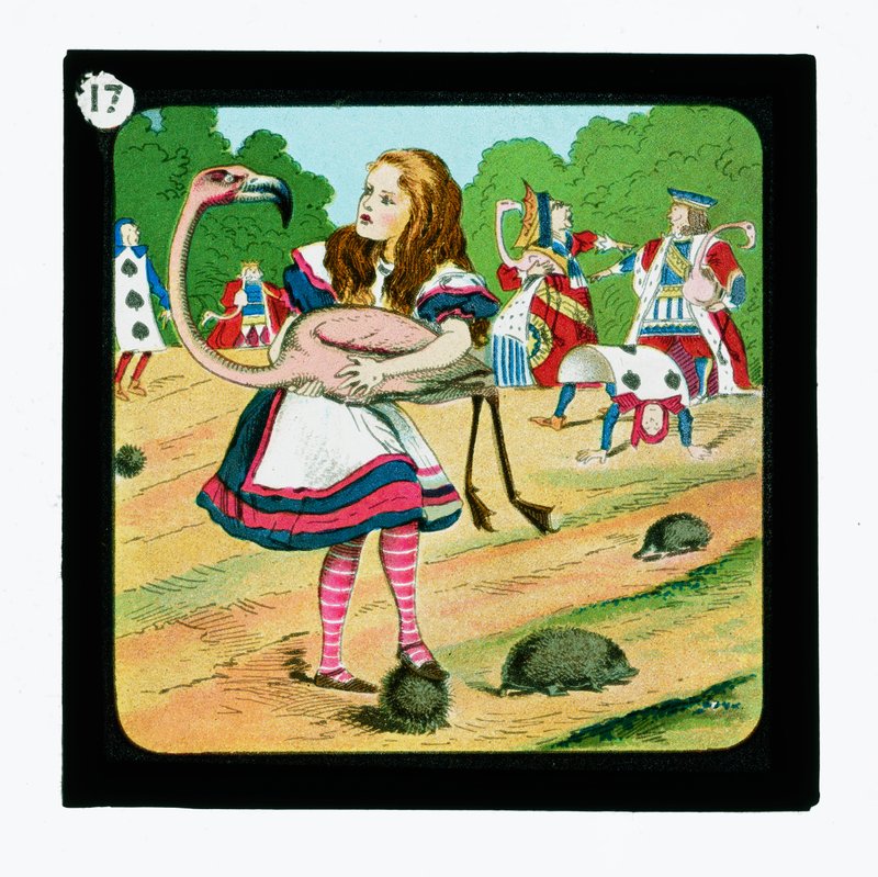Alice i Eventyrland, farvede lanterneglas (lanternerutsjebane) af John (after) Tenniel