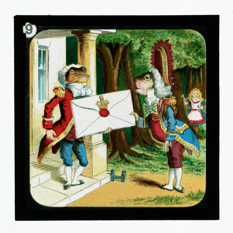 Alice i Eventyrland, farvede lanterneglas (lanternerutsjebane) af John (after) Tenniel