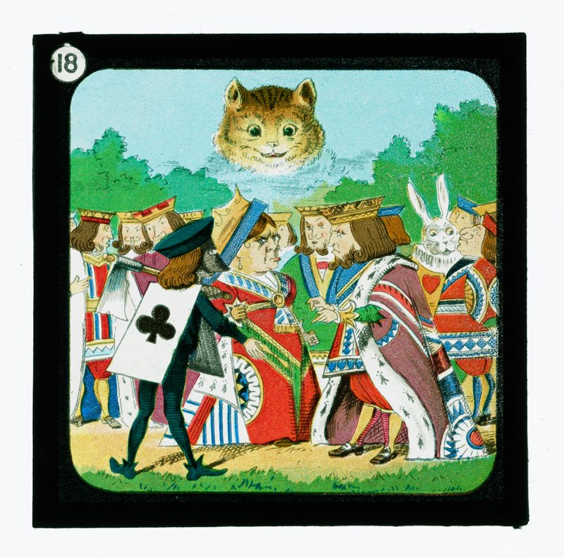 Alice i Eventyrland, farvede lanterneglas (lanternerutsjebane) af John (after) Tenniel