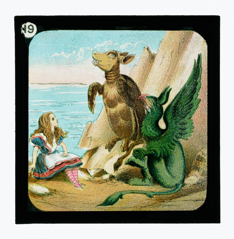 Alice i Eventyrland, farvede lanterneglas (lanternerutsjebane) af John (after) Tenniel