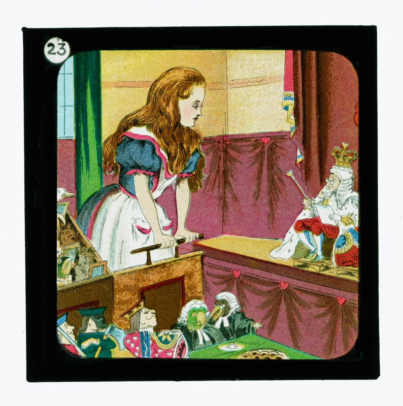 Alice i Eventyrland, farvede lanterneglas (lanternerutsjebane) af John (after) Tenniel