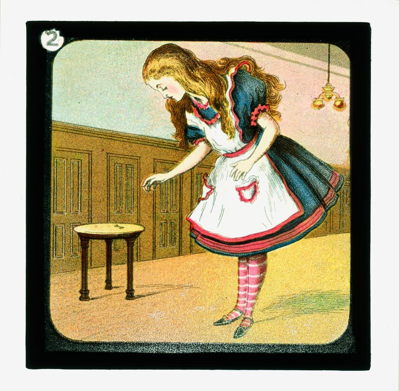Alice i Eventyrland, farvede lanterneglas (lanternerutsjebane) af John (after) Tenniel