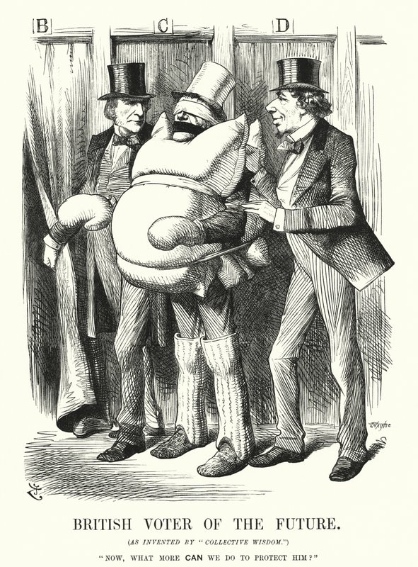 Punch tegneserie: Fremtidens britiske vælger (gravering) af John (after) Tenniel