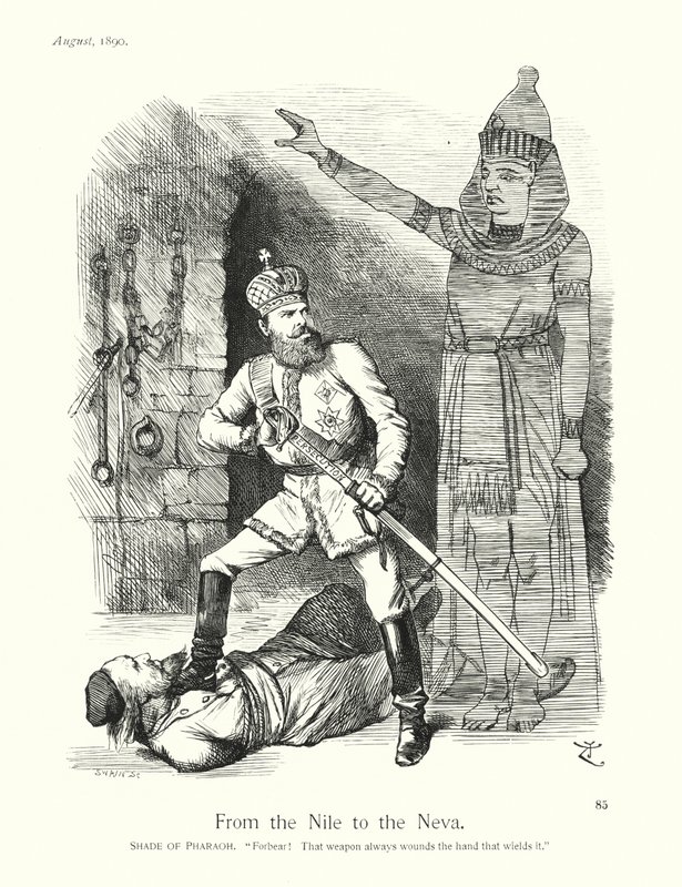 Sir John Tenniel-tegneserie: Fra Nilen til Neva (kobberstik) af John (after) Tenniel