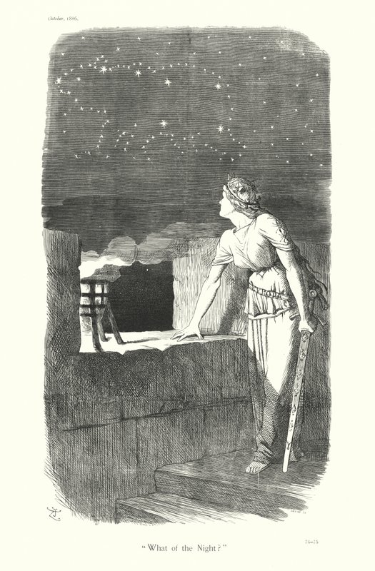 Sir John Tenniel-tegneserie: "Hvad med natten" (kobberstik) af John (after) Tenniel