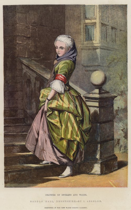 Skønheder i England og Wales, Haddon Hall, Derbyshire (chromolitho) af John Absolon