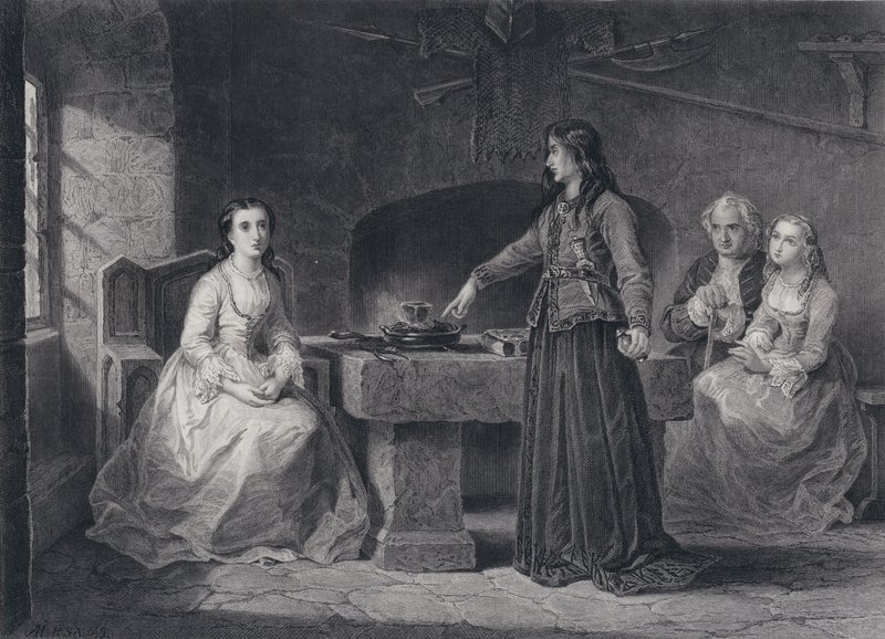 Illustration til The Pirate af Sir Walter Scott (gravering) af John Adam P. Houston