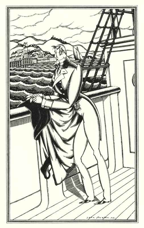 Illustration til Don Juan af Lord Byron: "Adieu, Adieu! My native shore" (litho) af John Austen