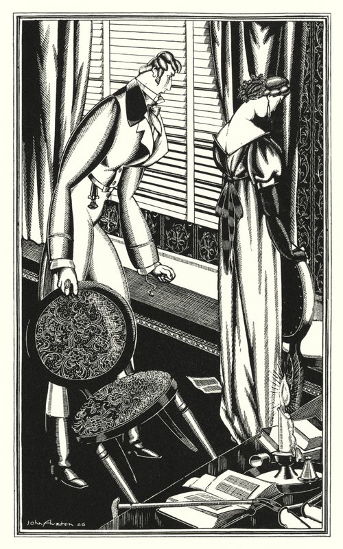 Illustration til Don Juan af Lord Byron: Don Jose og hans dame skændtes, hvorfor? (litho) af John Austen