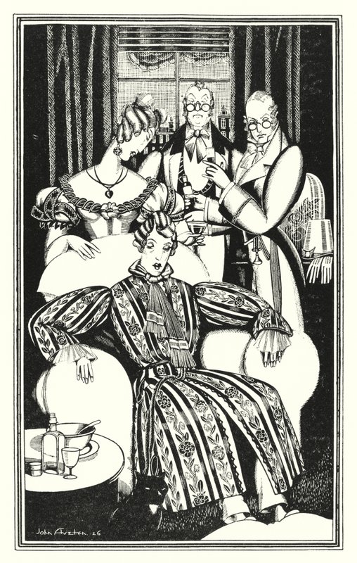 Illustration til Don Juan af Lord Byron: Jeg ved ikke, hvordan det var, men han blev syg (litho) af John Austen