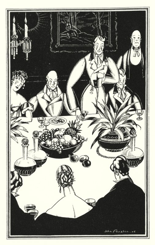 Illustration til Don Juan af Lord Byron: Den dystreste time, som dukker op ud af de triste fireogtyve (litho) af John Austen