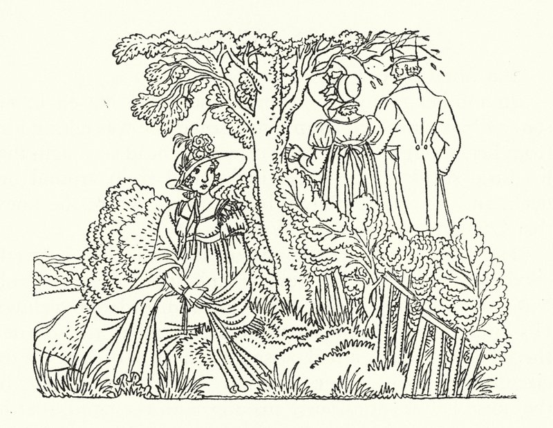 Illustration for Persuasian af Jane Austen (farve litho) af John Austen