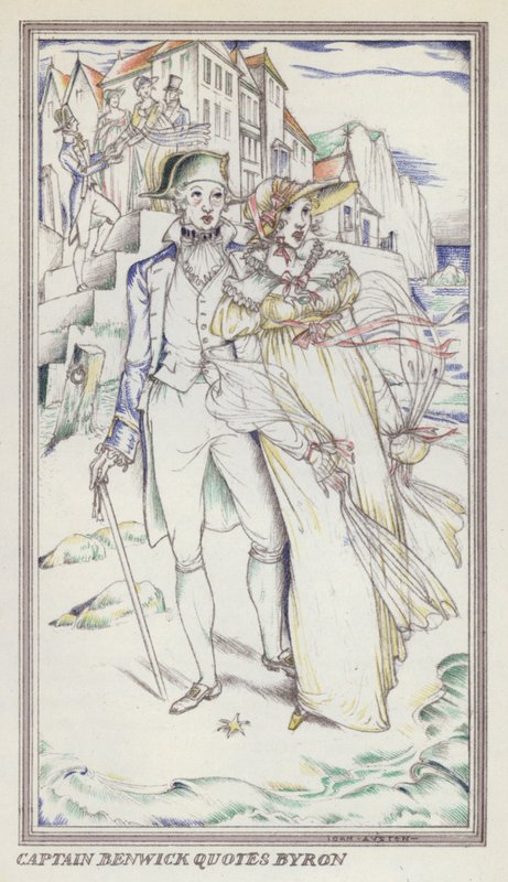 Illustration for Persuasian af Jane Austen (farve litho) af John Austen