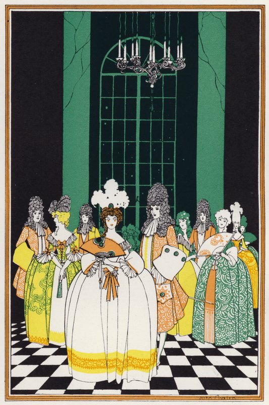 Illustration til "Rogues In Porcelain", A Miscellany of Attende århundredes digte (farve litho) af John Austen