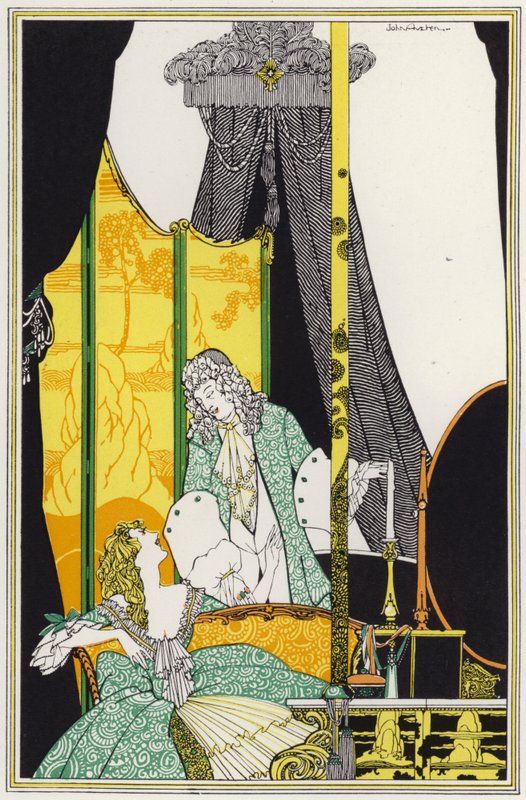 Illustration til "Rogues In Porcelain", A Miscellany of Attende århundredes digte (farve litho) af John Austen