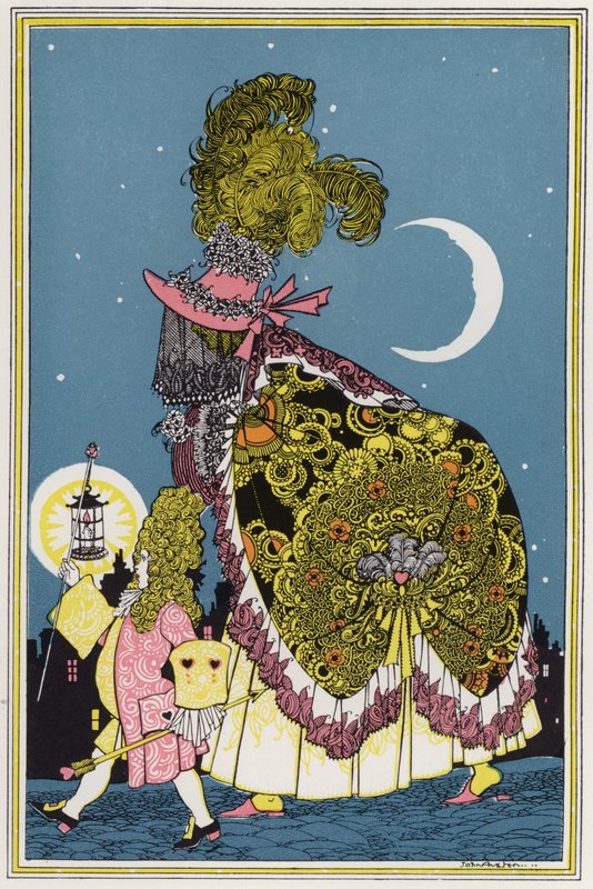 Illustration til "Rogues In Porcelain", A Miscellany of Attende århundredes digte (farve litho) af John Austen