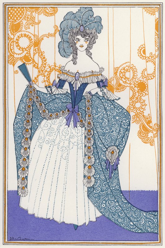 Illustration til "Rogues In Porcelain", A Miscellany of Attende århundredes digte (farve litho) af John Austen