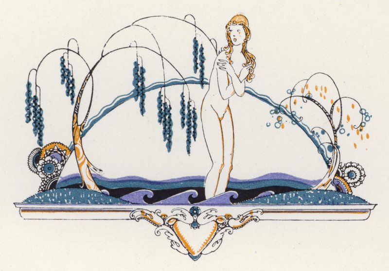 Illustration til "Rogues In Porcelain", A Miscellany of Attende århundredes digte (farve litho) af John Austen