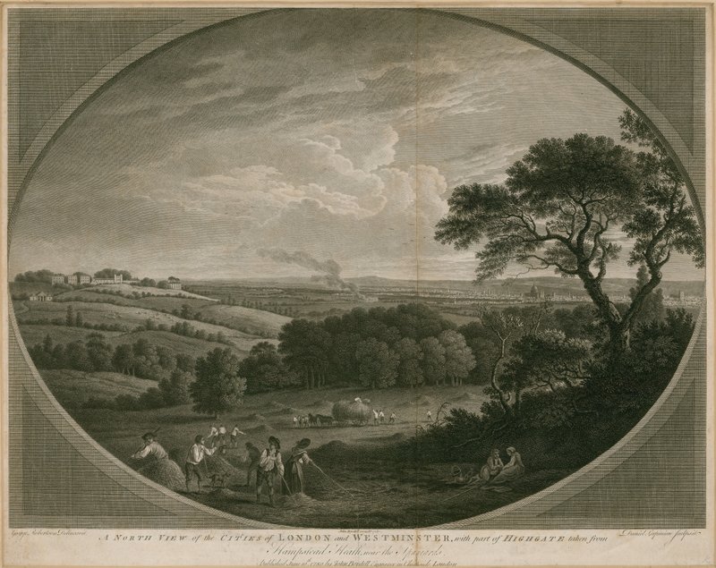 En nordlig udsigt over byerne London og Westminster med en del af Highgate af John Boydell
