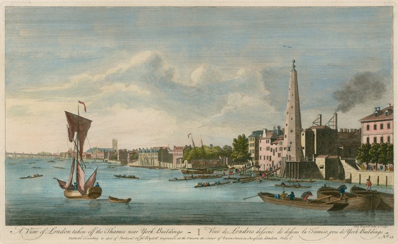 En udsigt over London taget fra Themsen nær York Buildings af John Boydell