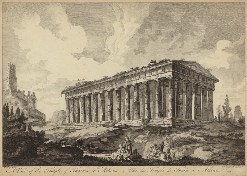 Udsigt over Theseus-templet, Athen, Grækenland (gravering) af John Boydell