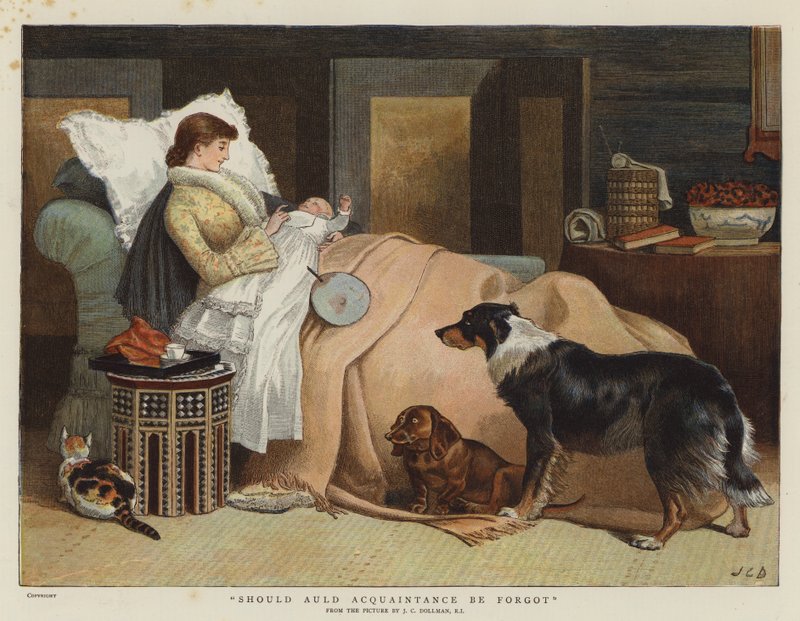 Skulle Auld bekendtskab blive glemt (farve litho) af John Charles (after) Dollman