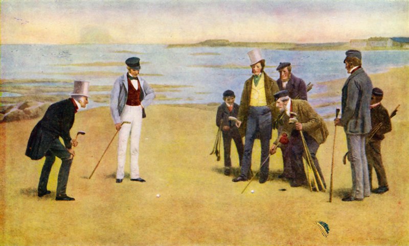 The Stymie, en foursome spiller golf i North Berwick af John Charles (after) Dollman