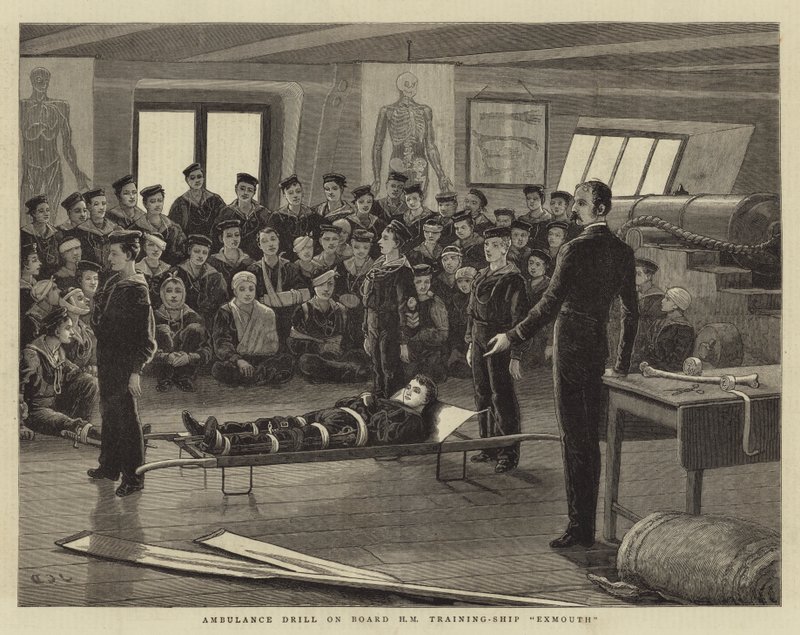 Ambulanceøvelse om bord på HM Training-Ship Exmouth af John Charles Dollman