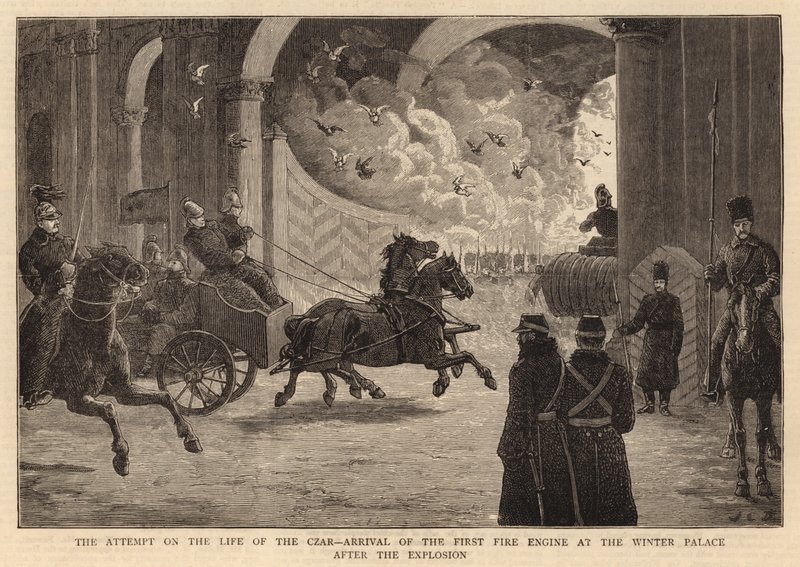 Forsøget på zarens liv, ankomsten af den første motor til vinterpaladset efter eksplosionen af John Charles Dollman