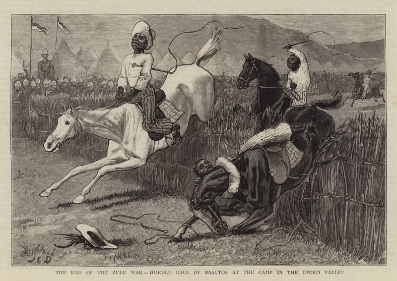 The End of the Zulu War, Hurdle Race af Basutos i lejren i Upoko-dalen af John Charles Dollman