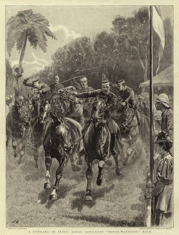 En Gymkana i Indien, Royal Artillery Horse-Watering Race af John Charlton