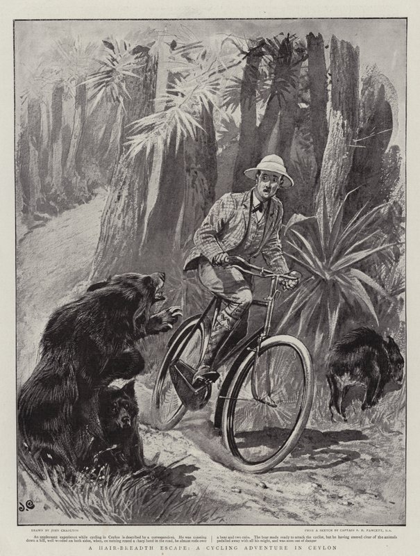 En hårbreddeflugt, et cykeleventyr på Ceylon af John Charlton