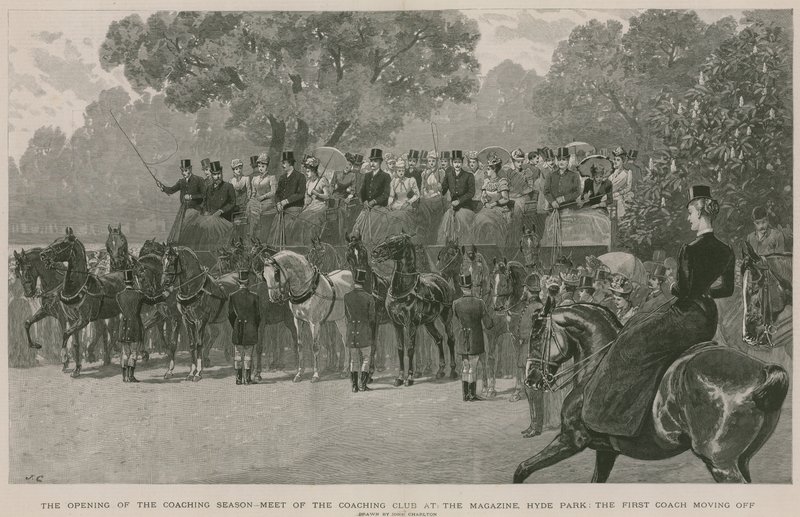 Mød Coaching Club i Magazine, Hyde Park, London (gravering) af John Charlton