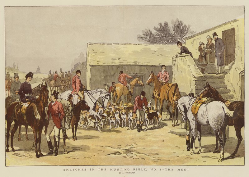 Skitser i jagtmarken, nr. 1, mødet (chromolitho) af John Charlton