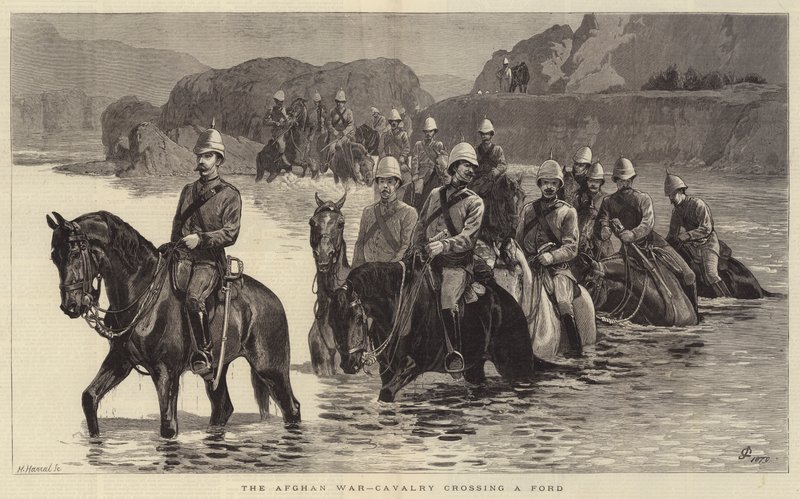 Den afghanske krig, kavaleri krydser et vadested af John Charlton
