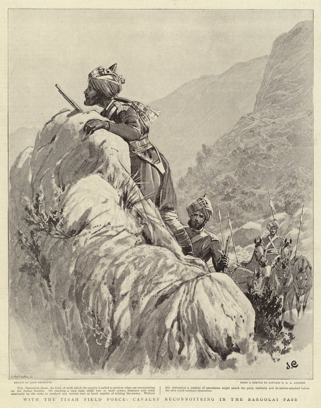 Med Tirah Field Force rekognoscerer kavaleri i Bargolai-passet af John Charlton